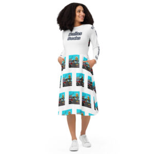 long sleeve midi dress - Dallas Sucks front - lil cheesey eagles fan everywhere