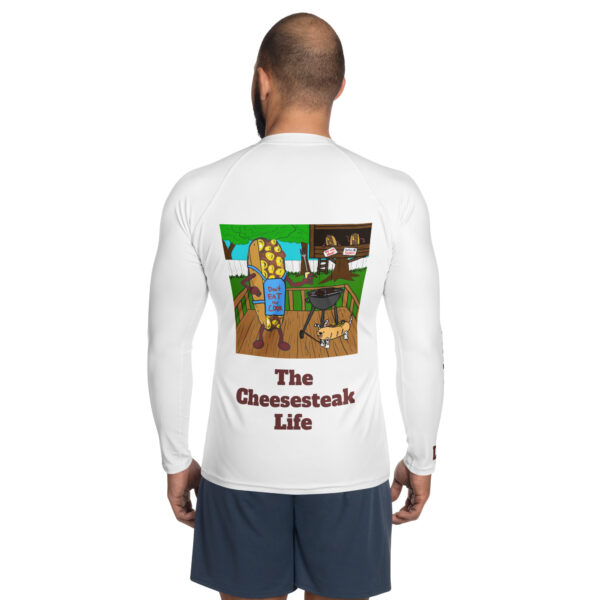 Men's Rash Guard - Amigo Dan - Cheesey Bar-B-Que -  TCL on arm - Image 2