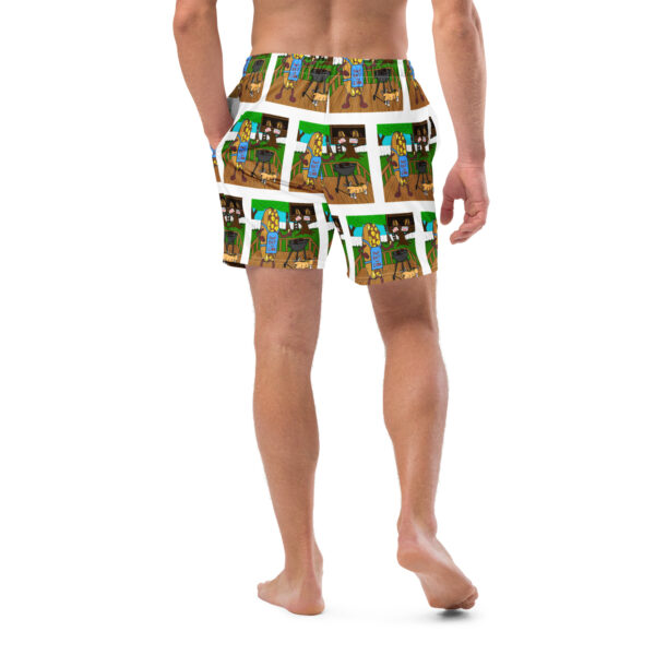 Men\'s Recycled Swim Trunks - Cheesey Bar-B-Que everywhere - Image 4