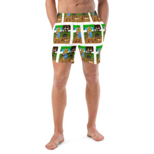 Men\'s Recycled Swim Trunks - Cheesey Bar-B-Que everywhere