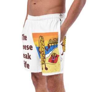 Men's Swim Trunks - Cheesesteak Life - Amigo Dan - Big Cheesey Beach on Front - Lil Cheesey's on back