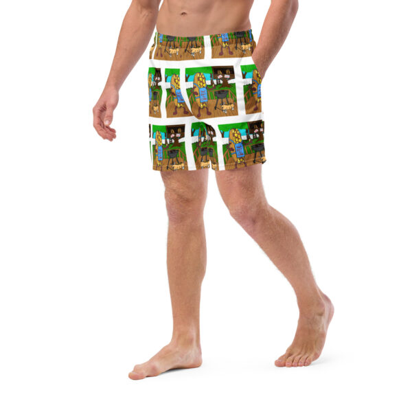 Men\'s Recycled Swim Trunks - Cheesey Bar-B-Que everywhere - Image 2
