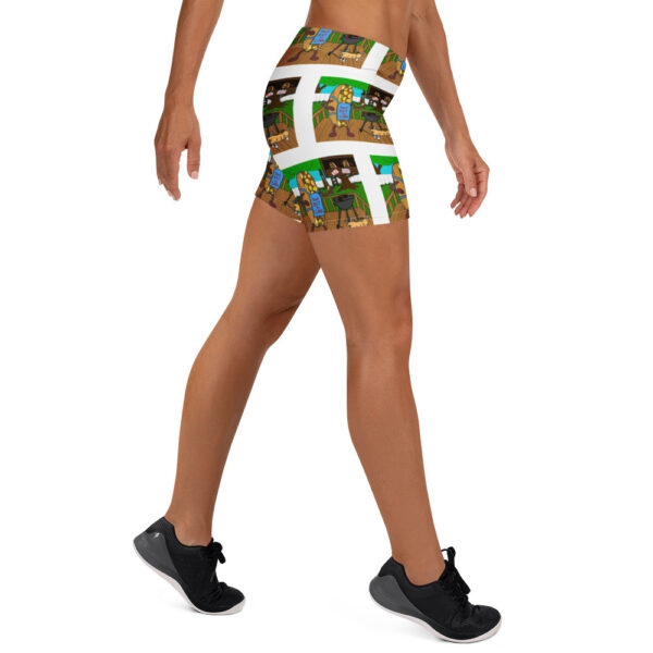Yoga Shorts - Cheesey Bar-B-Que everywhere - Image 4