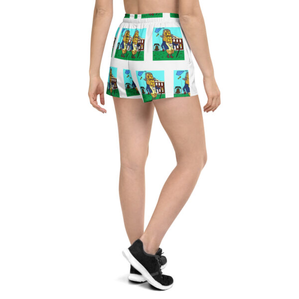 Women’s Recycled Athletic Shorts - Lil\' Amigo Dan - Cheesey history - Image 4