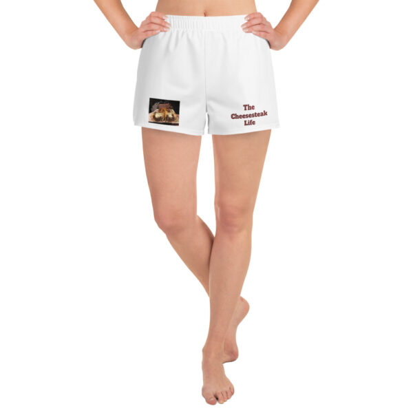 Women’s Recycled Athletic Shorts - Cheesesteak Life - Lil Amigo Dan - Cheesey Fishnets