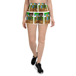 Women’s Recycled Athletic Shorts - Cheesey Bar-B-Que - All Over