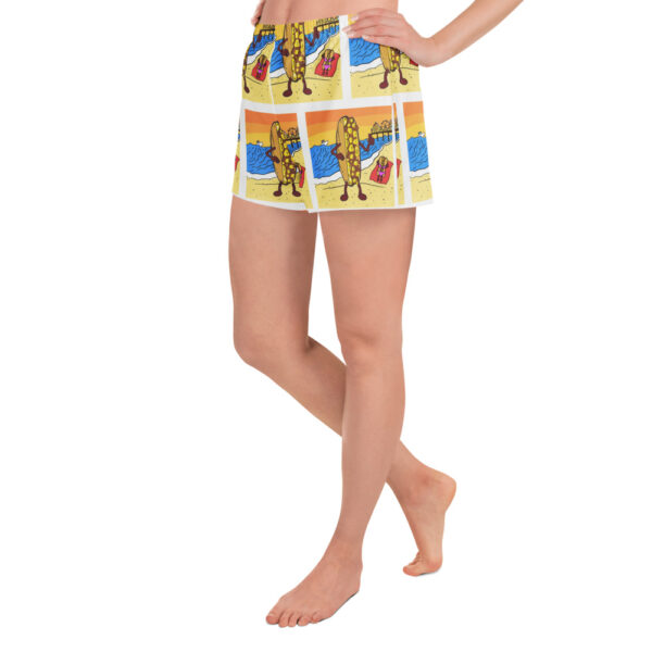 Women’s Recycled Athletic Shorts - Cheesey Beach - All Over - Image 3