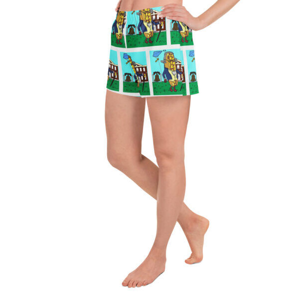 Women’s Recycled Athletic Shorts - Cheesey history - All Over - Image 2