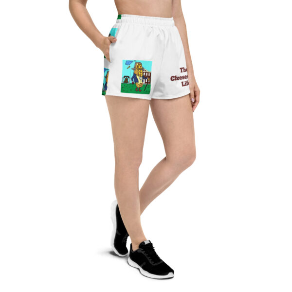 Women’s Recycled Athletic Shorts - Lil\' Amigo Dan - Cheesey history - Image 3