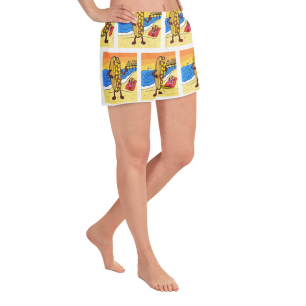 Women’s Recycled Athletic Shorts - Cheesey Beach - All Over - Image 2