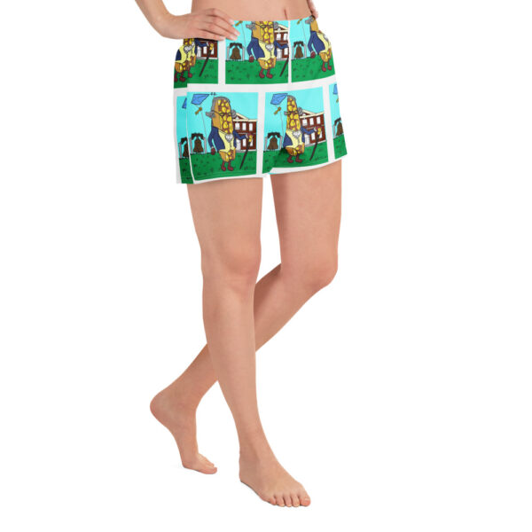 Women’s Recycled Athletic Shorts - Cheesey history - All Over - Image 3