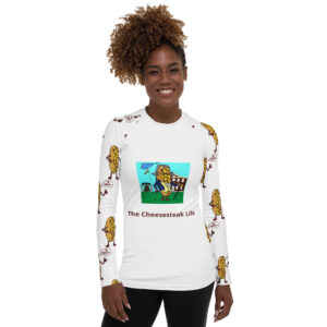 Women\'s Rash Guard - Cheesey History Front - Lil Cheesey All Over 