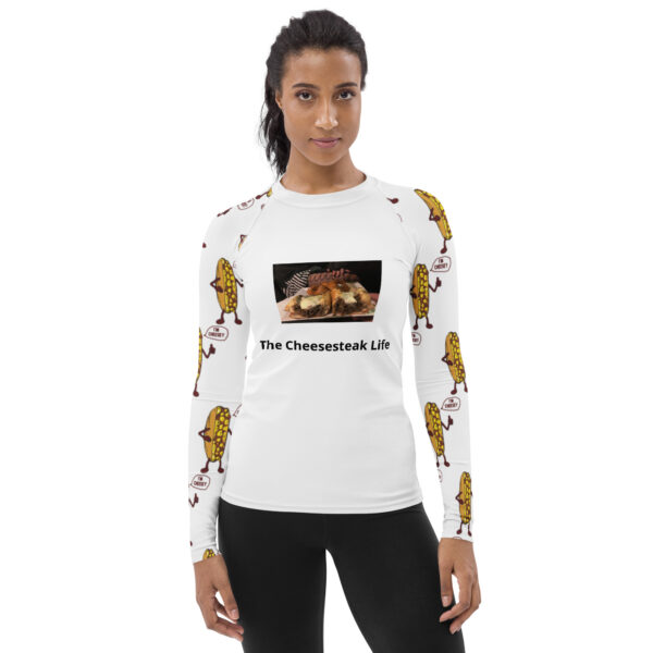 Women\'s Rash Guard - Cheesey Fishnets Front - Lil Cheesey All Over