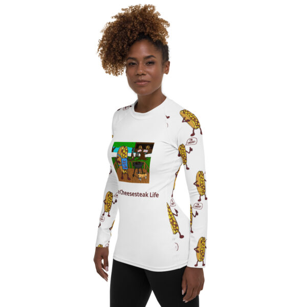 Women's Rash Guard - Cheesey Bar-B-Que Front - Lil Cheesey All Over - Image 3