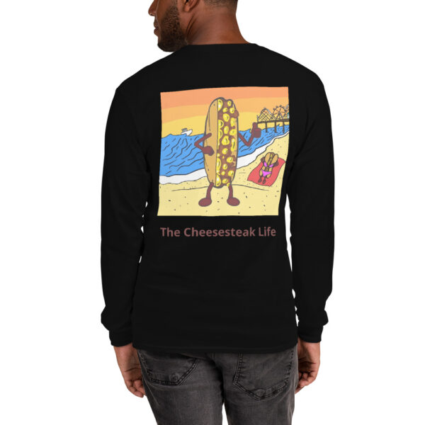 Long Sleeve T-Shirt - Amigo Dan - Cheesey Beach on back - Image 3