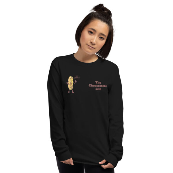 Long Sleeve T-Shirt - Amigo Dan - Cheesey Bar-B-Que on back - Image 2