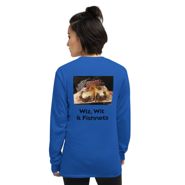 Long Sleeve T-Shirt - Cheesesteak Life - Amigo Dan - Cheesey Fishnet Stockings on back - Image 8