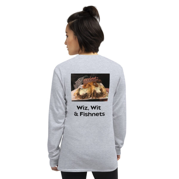 Long Sleeve T-Shirt - Cheesesteak Life - Amigo Dan - Cheesey Fishnet Stockings on back - Image 11