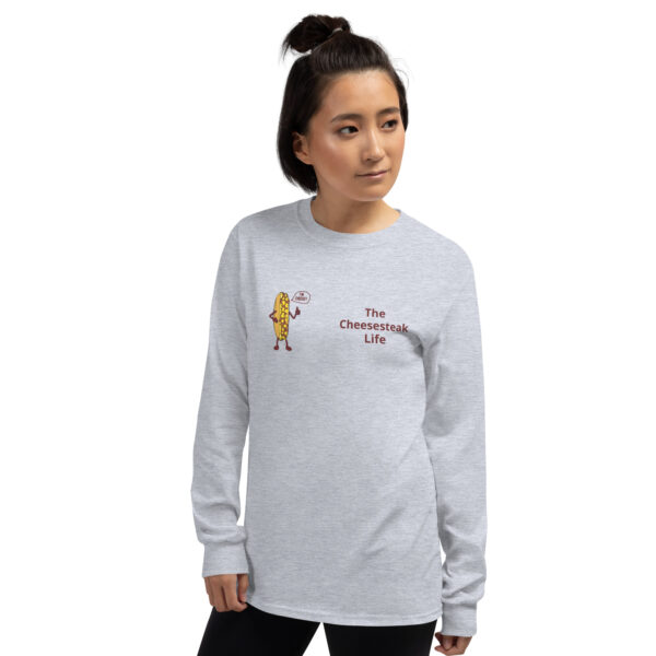 Long Sleeve T-Shirt - Cheesesteak Life - Amigo Dan - Cheesey Fishnet Stockings on back - Image 5