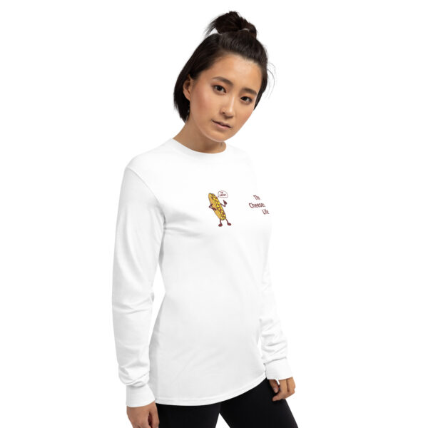 Long Sleeve T-Shirt - Cheesesteak Life - Amigo Dan - Cheesey Fishnet Stockings on back - Image 13
