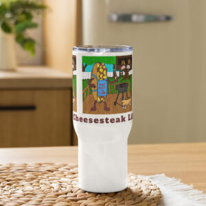 Travel mug with a handle - Cheesesteak Life - Cheesey Bar-B-Que - TCL bottom