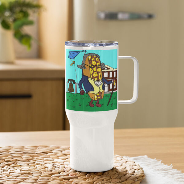 Travel mug with a handle - Cheesesteak Life - Cheesey History - Image 3