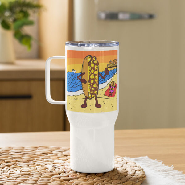 Travel mug with a handle - Cheesesteak Life - Cheesey Beach - Image 2