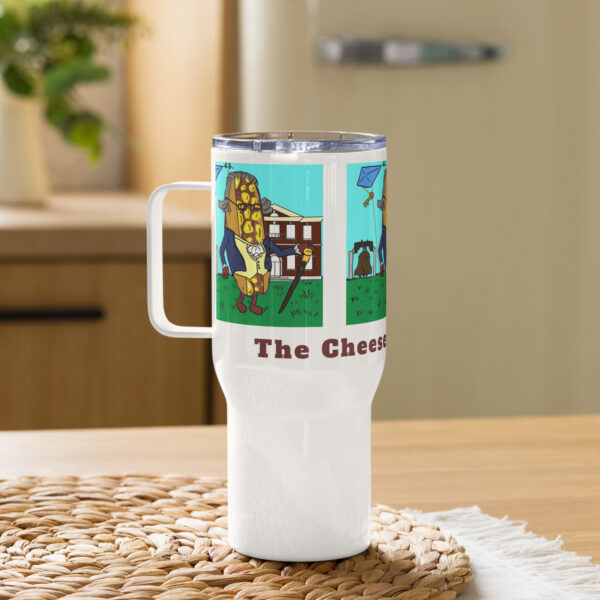 Travel mug with a handle - Cheesey History - TCL bottom - Image 2