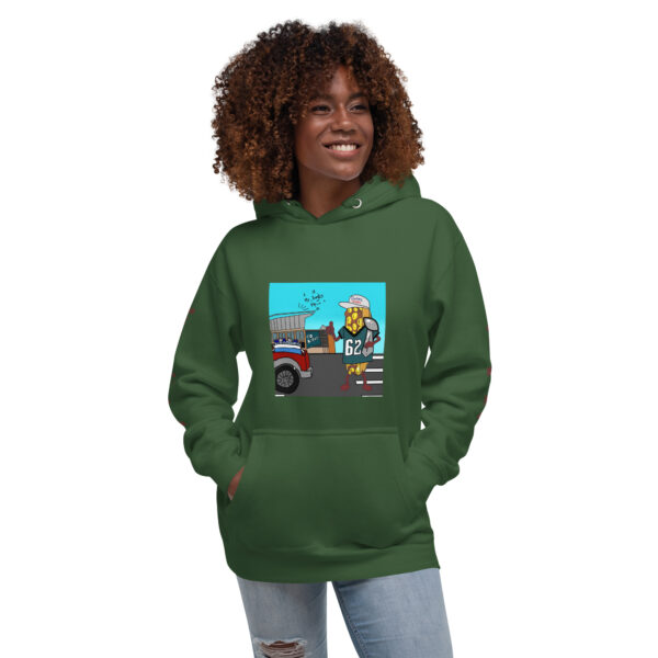 Hoodie - Cheesey Eagles Fan Front - Dallas Sucks Back - text on sleeves