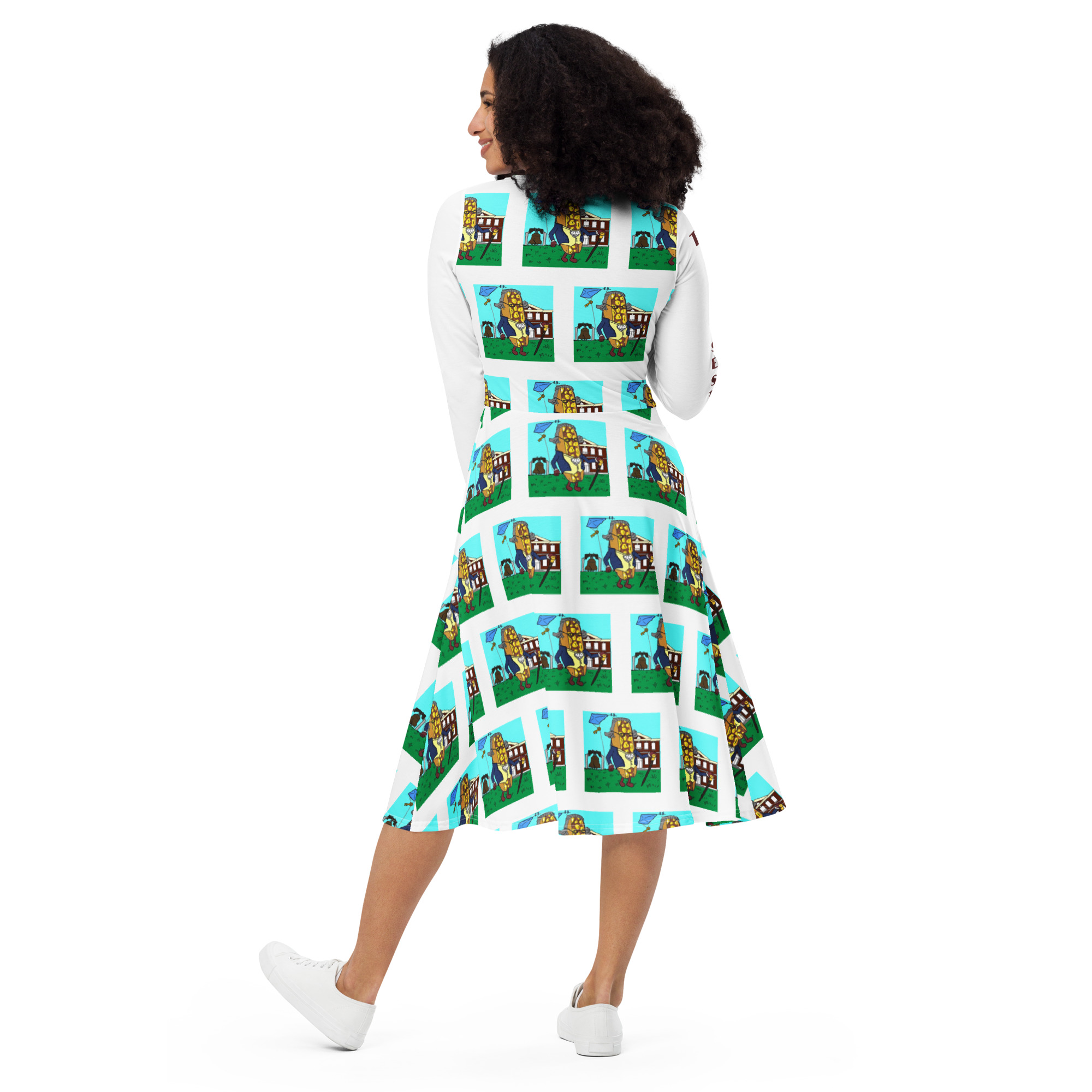 long sleeve midi dress - Cheesesteak Life - Cheesey History - Amigo Dan - Image 2