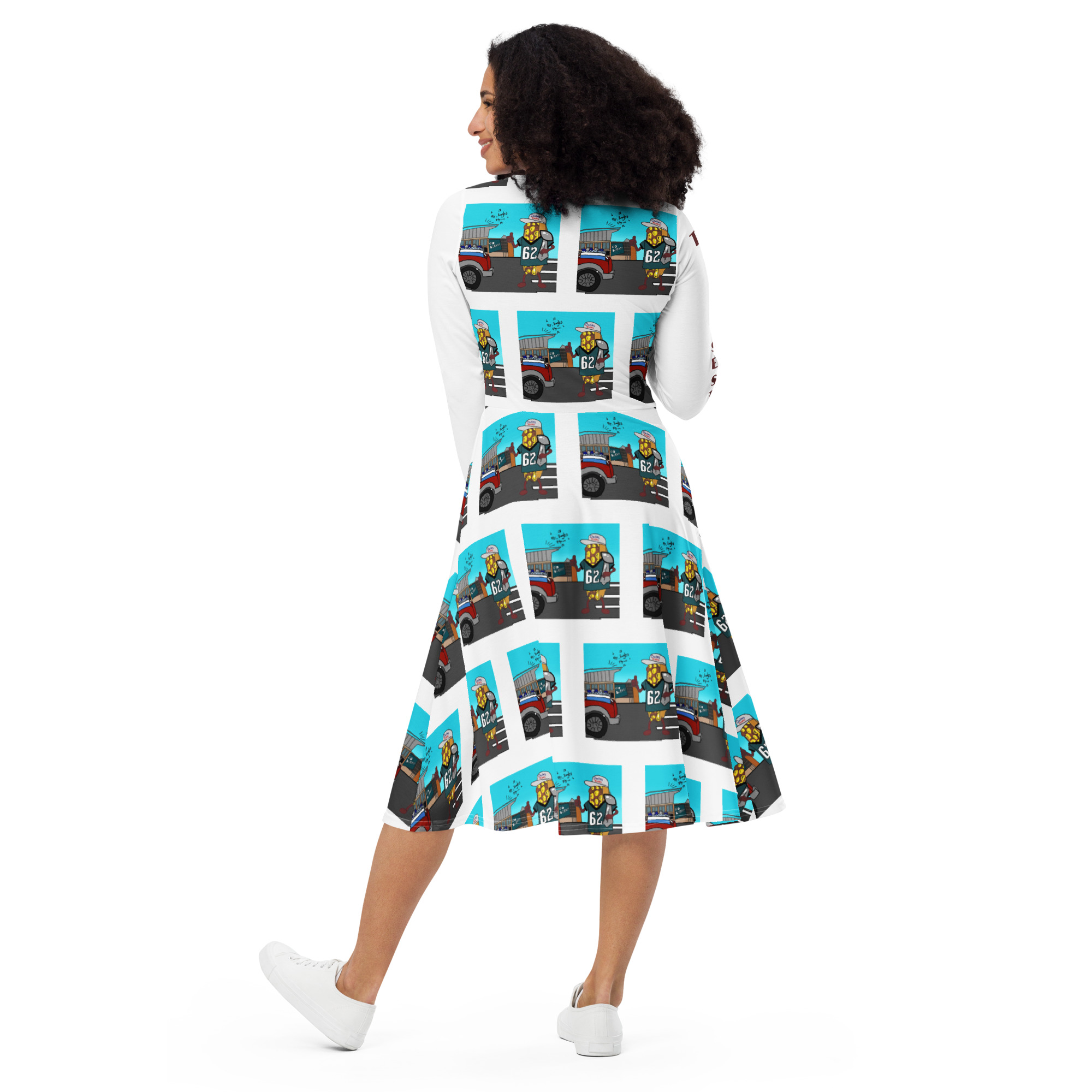 long sleeve midi dress - Cheesey Eagles Fan - Amigo Dan - Image 2