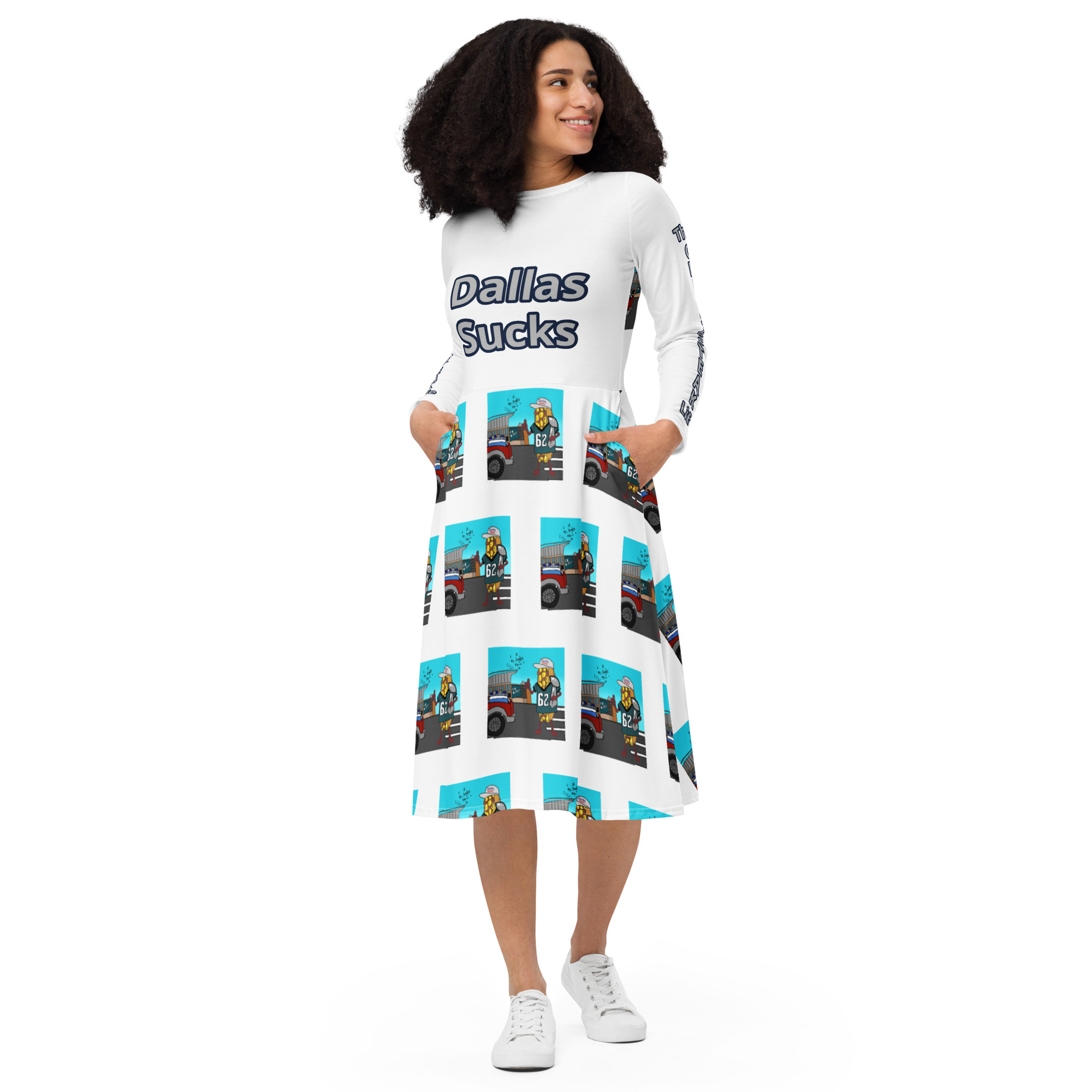 long sleeve midi dress - Cheesesteak Life - Dallas sucks