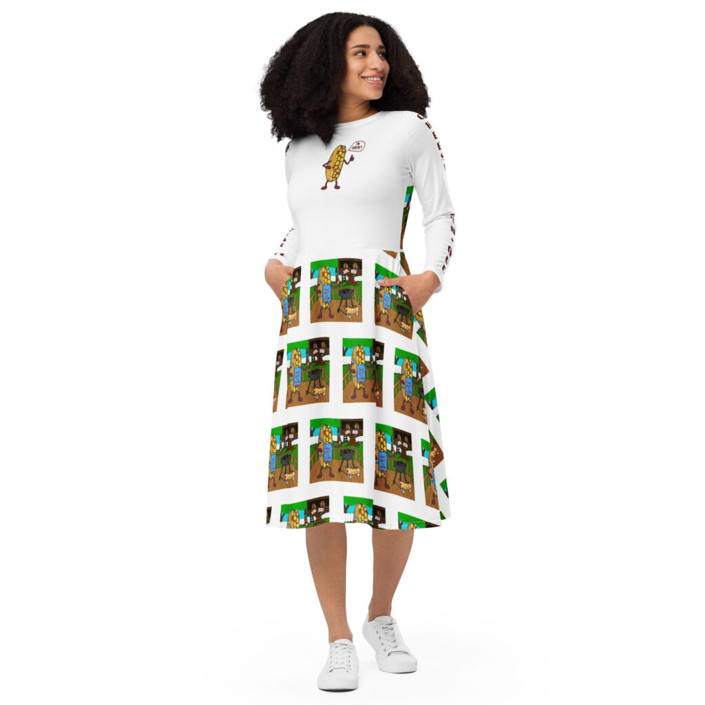 long sleeve midi dress - Cheesey Bar-B-Que