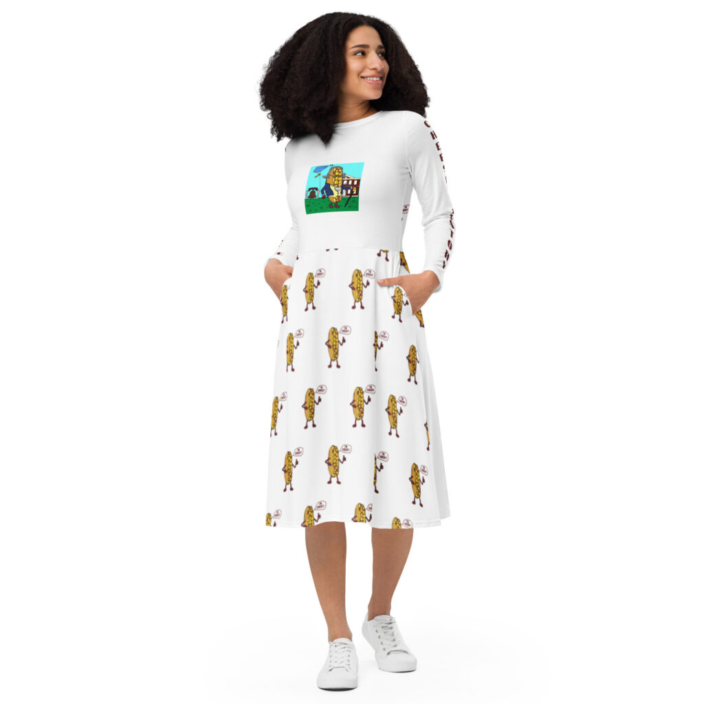 long sleeve midi dress - Cheesey History
