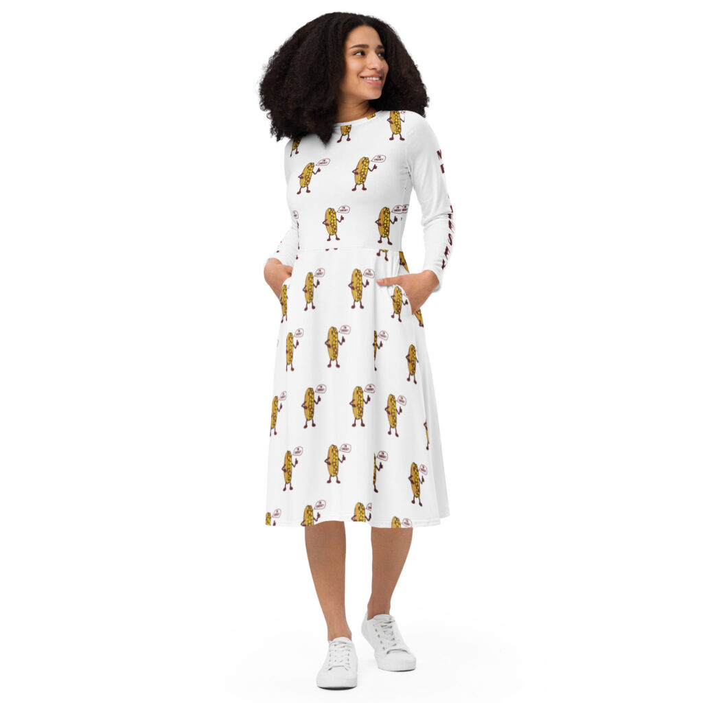 long sleeve midi dress - Cheesesteak Life - Mr. Cheesey - Extra Cheesey