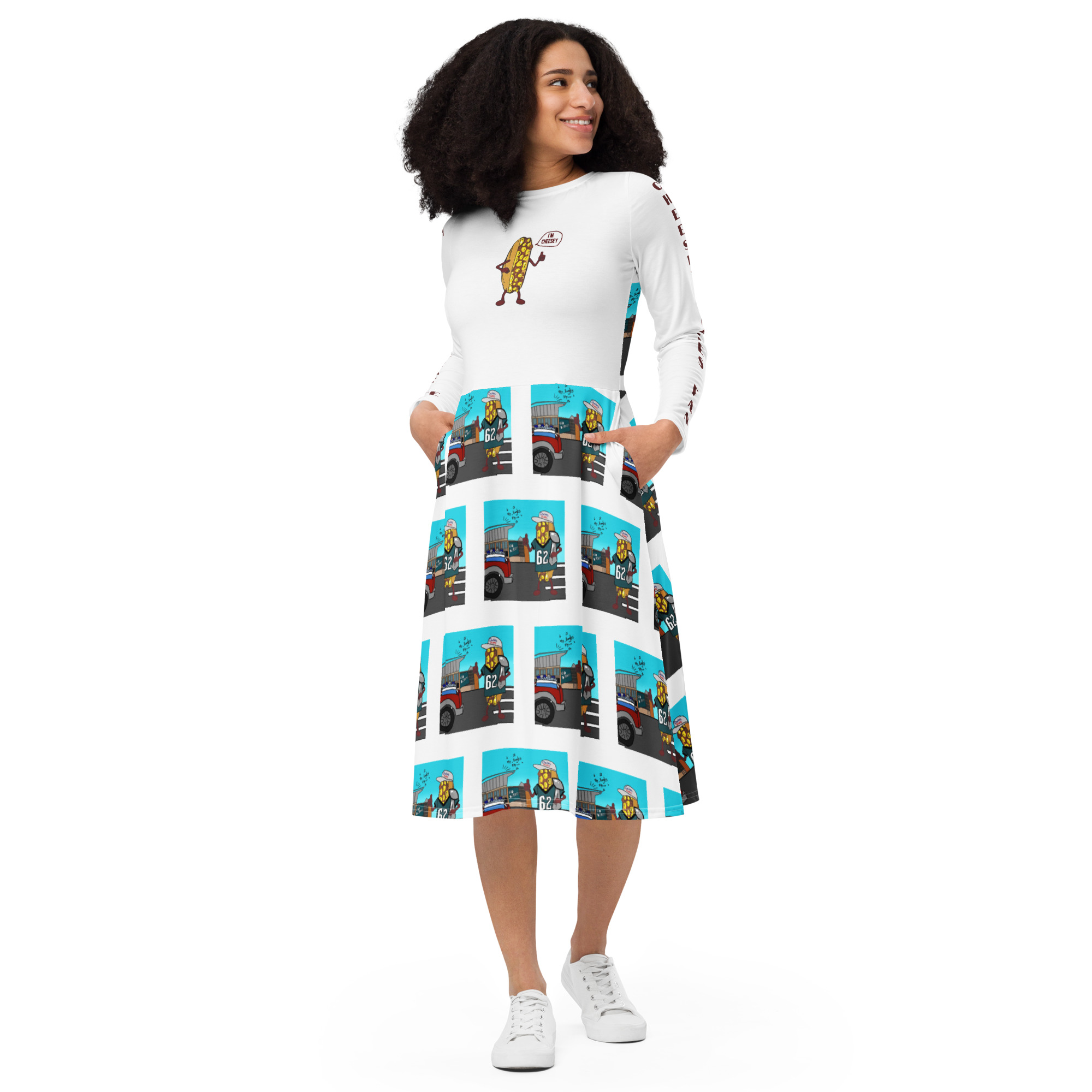 long sleeve midi dress - Cheesey Eagles Fan - Amigo Dan