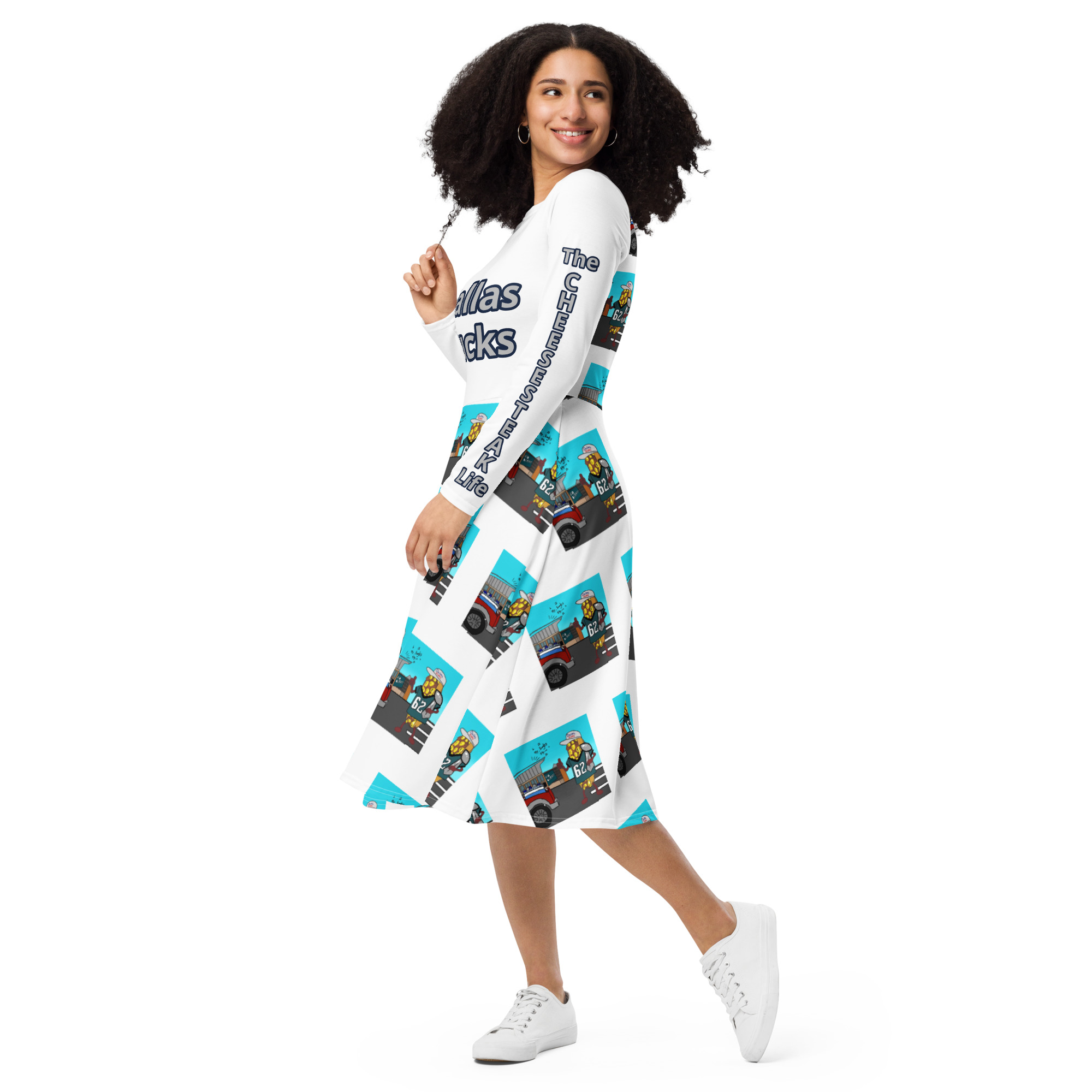 long sleeve midi dress - Cheesesteak Life - Dallas sucks - Image 3