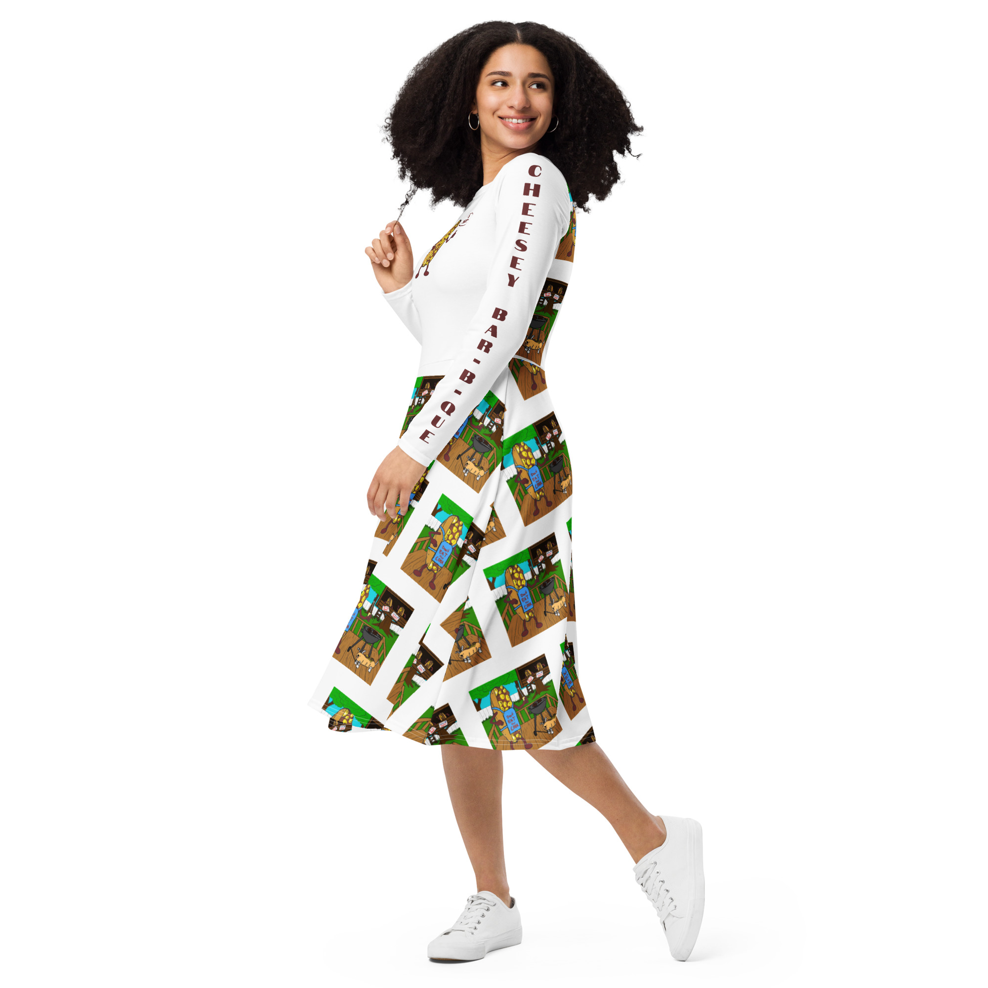 long sleeve midi dress - Cheesey Bar-B-Que - Image 3