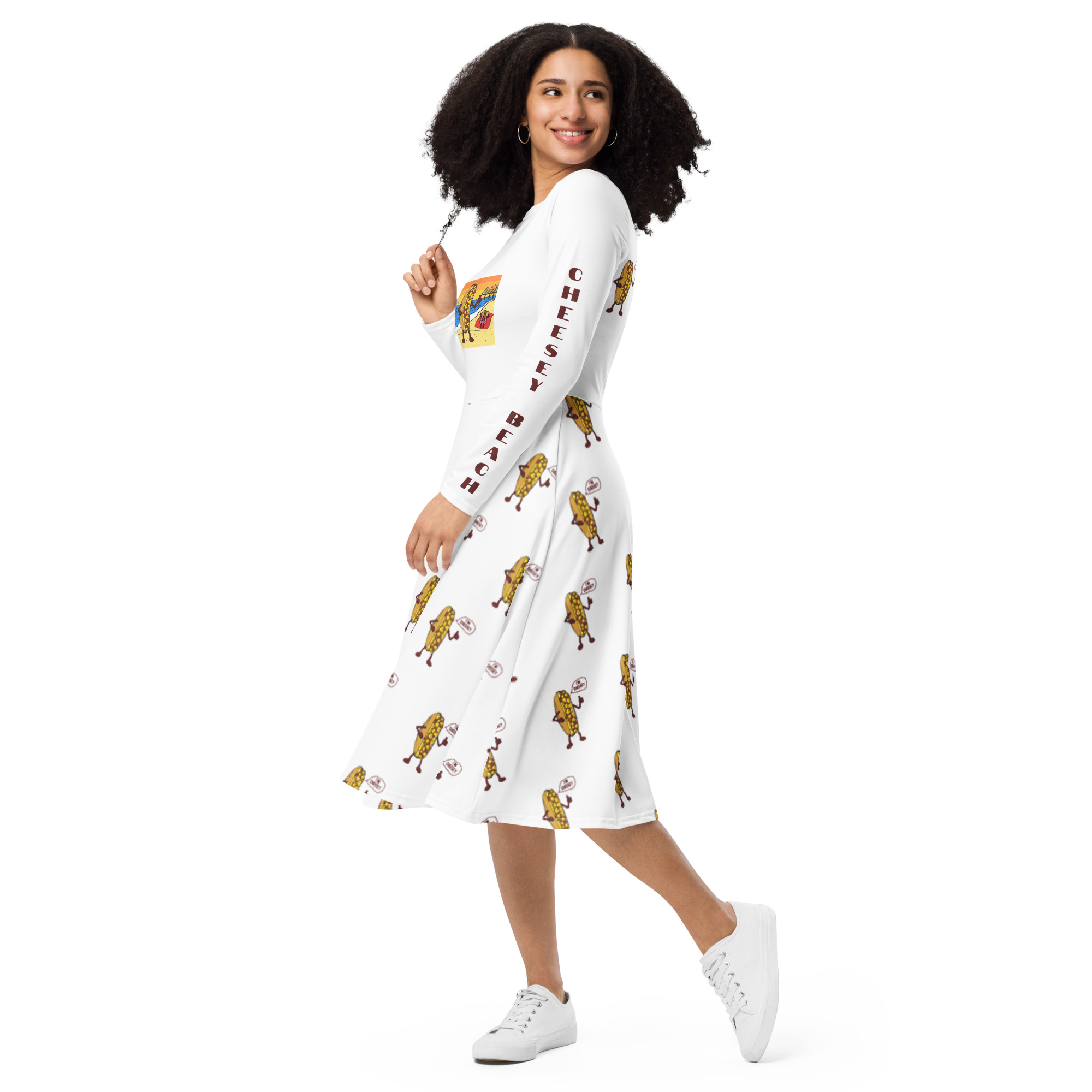 long sleeve midi dress - Cheesey Beach top - Image 3