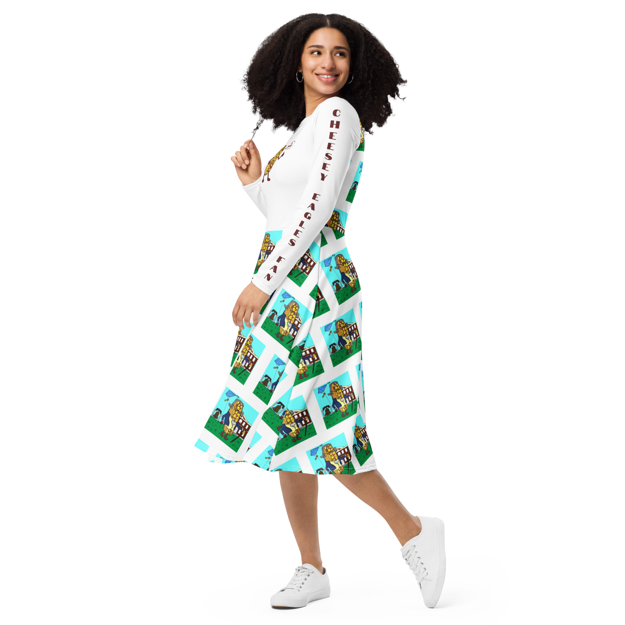 long sleeve midi dress - Cheesesteak Life - Cheesey History - Amigo Dan - Image 3