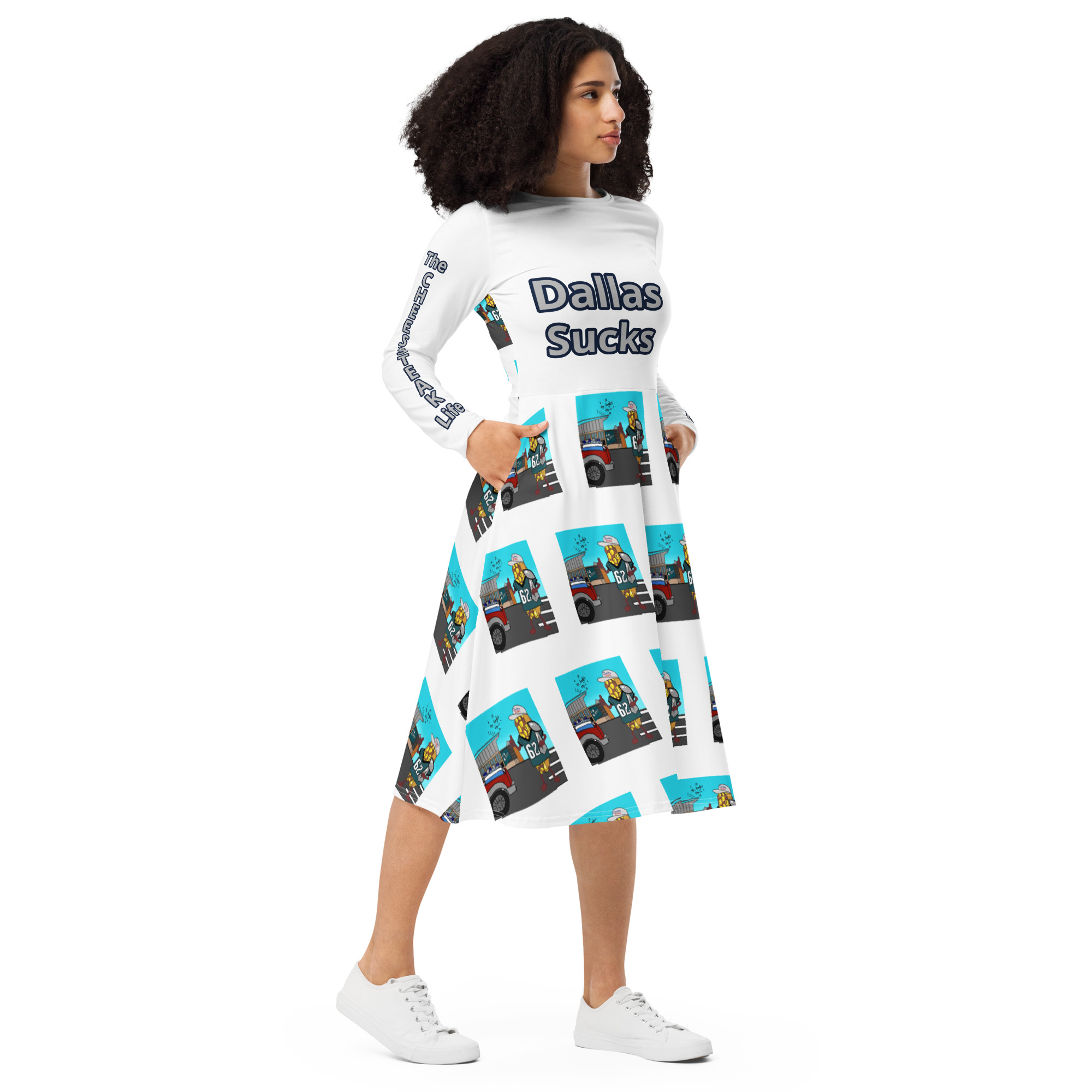 long sleeve midi dress - Cheesesteak Life - Dallas sucks - Image 4