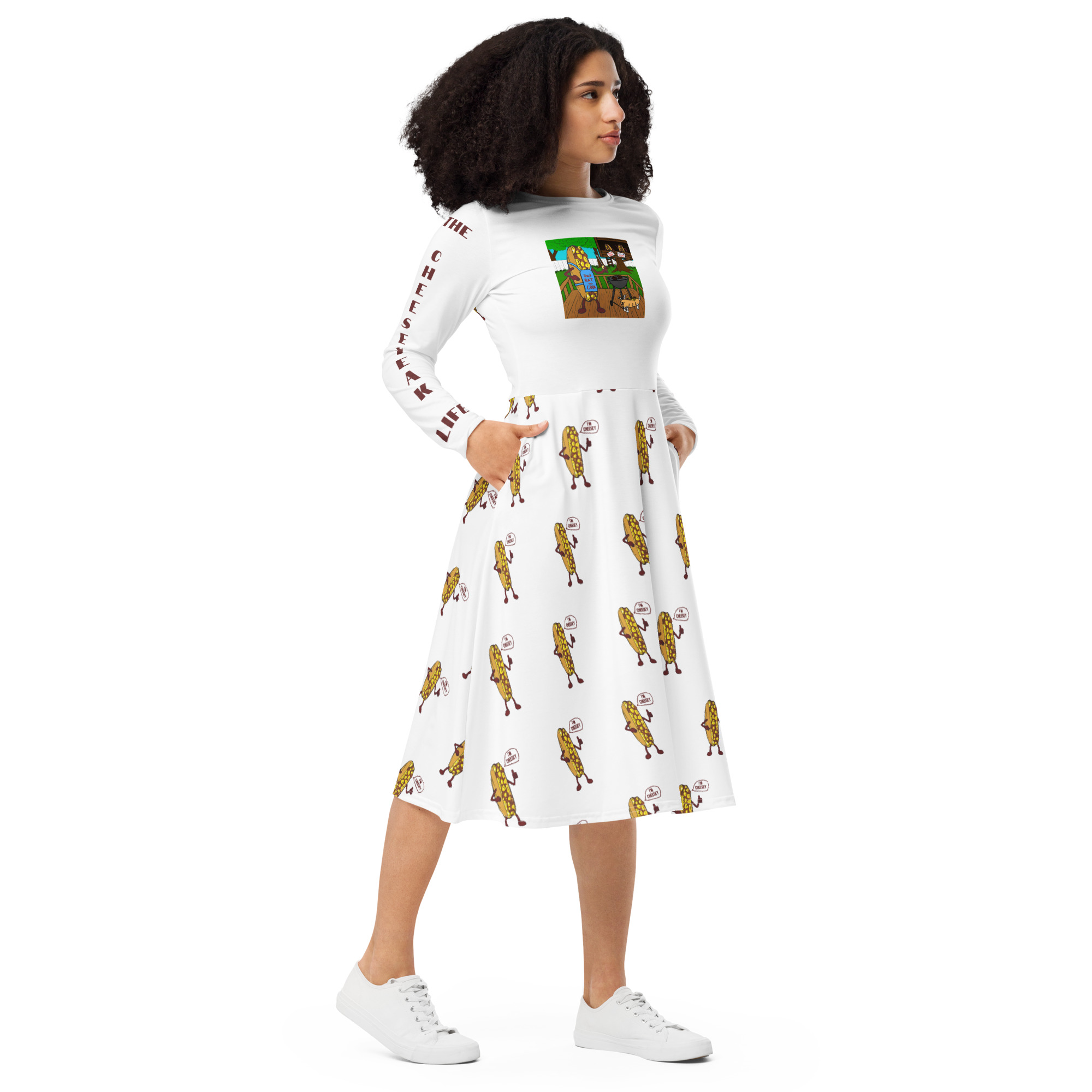 long sleeve midi dress - Cheesey Bar-B-Q - Image 4