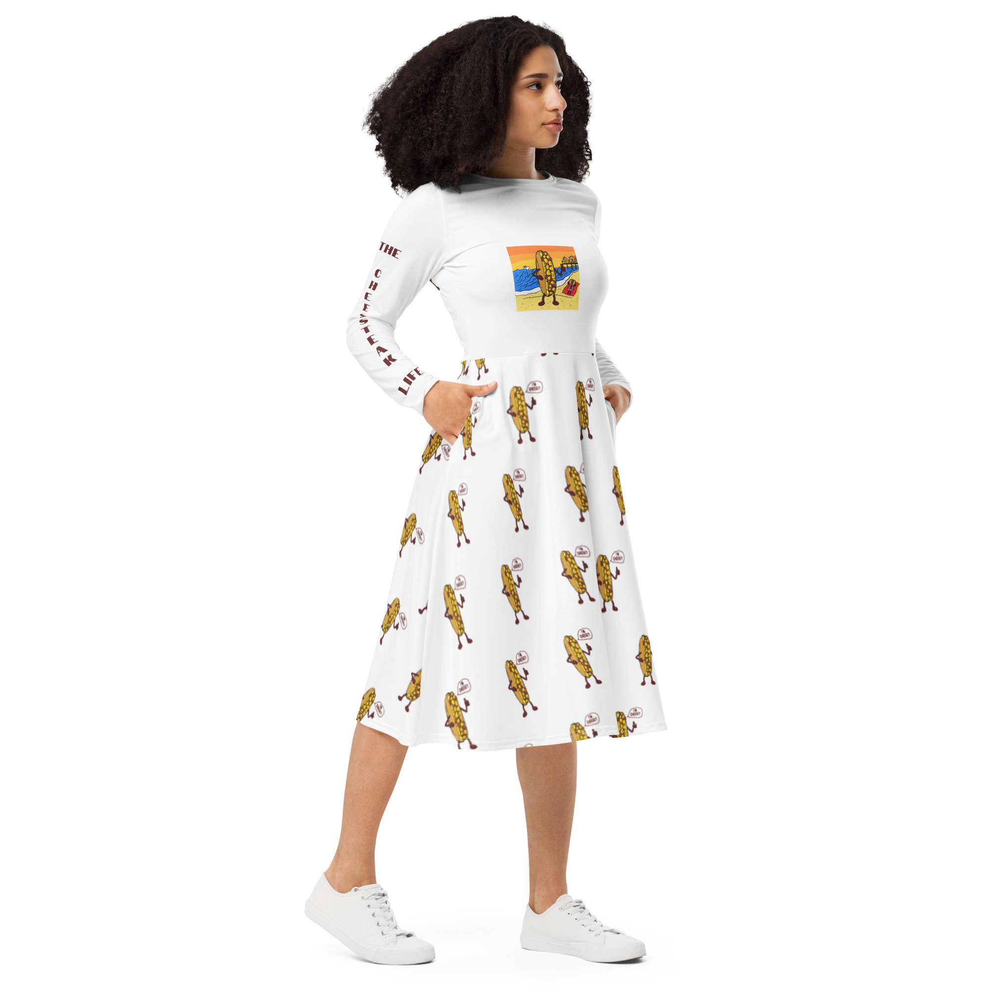long sleeve midi dress - Cheesey Beach top - Image 4