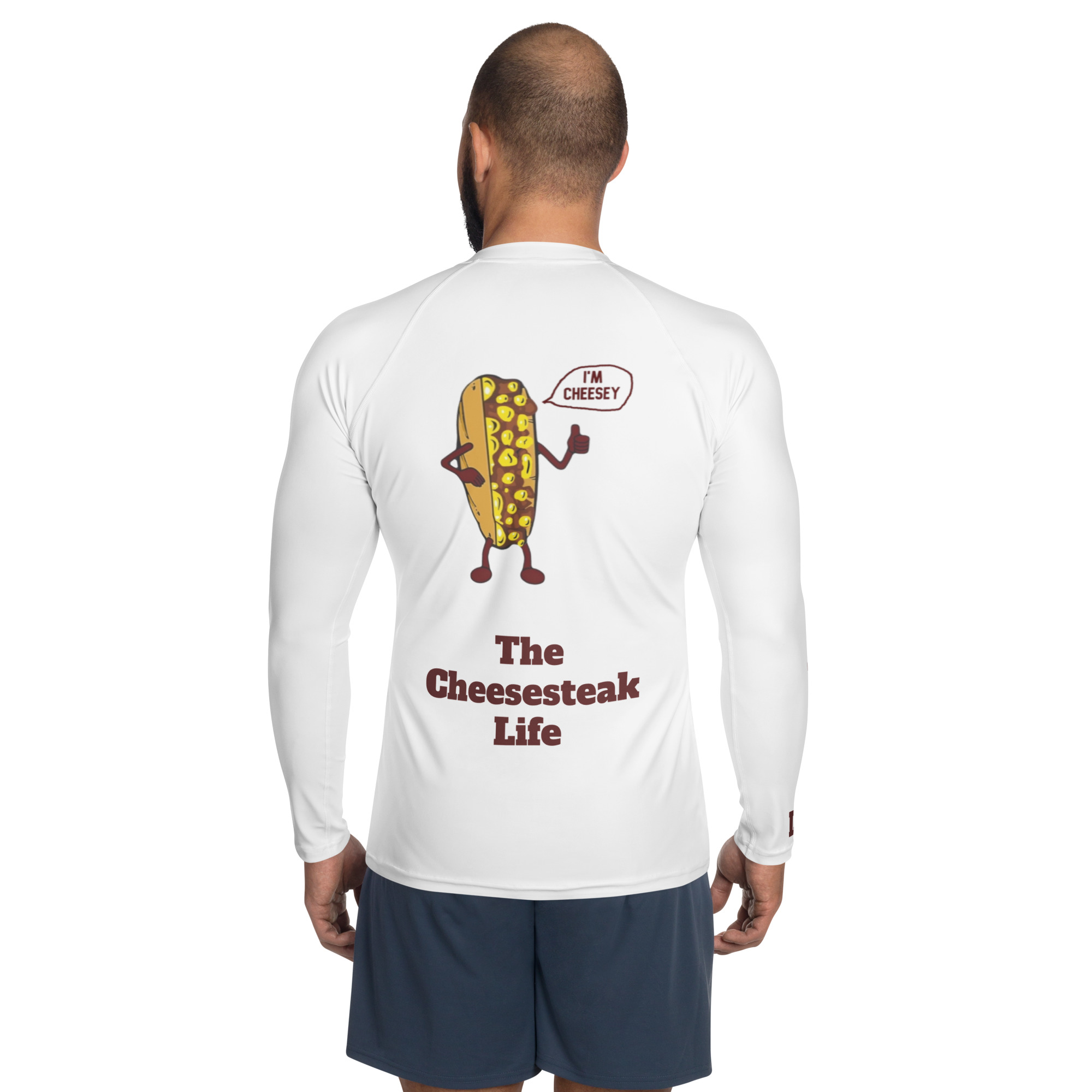 Men's Rash Guard - Cheesesteak Life - Mr. Cheesey - Amigo Dan Collection - Image 2