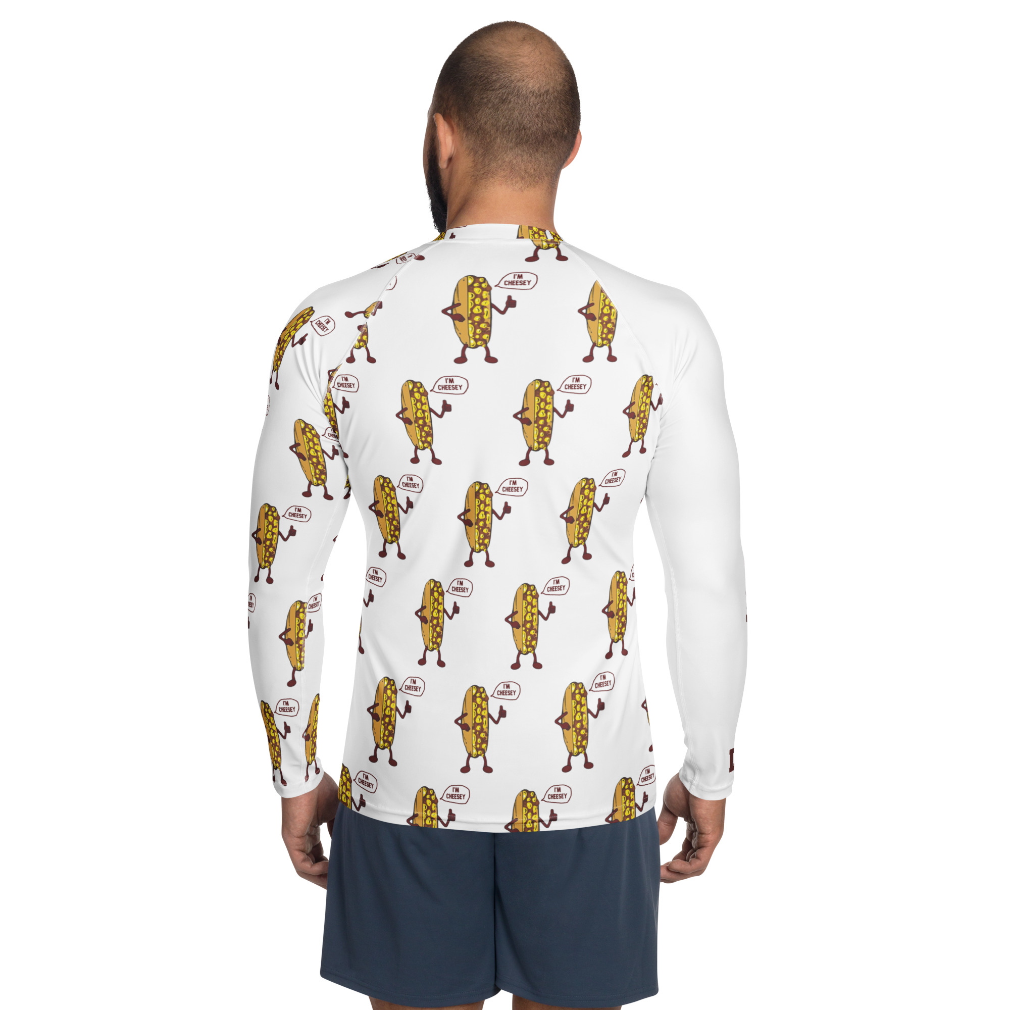 Men's Rash Guard - Mr. Cheesey everywhere - TCL on arm - Image 2