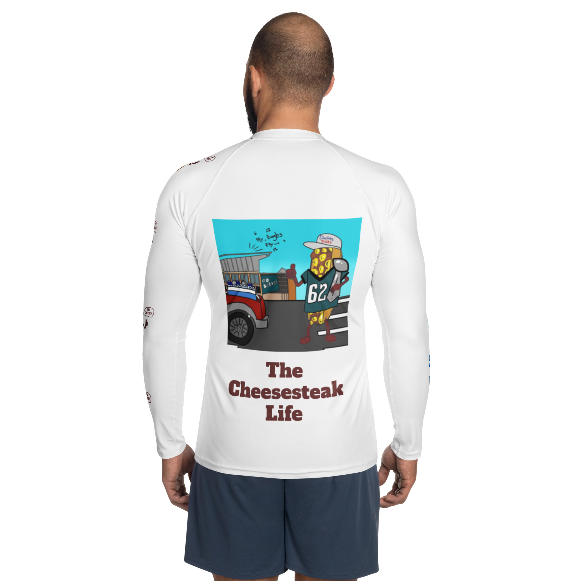 Men's Rash Guard - Cheesesteak Life - Cheesey Eagles Fan - Amigo Dan - Image 2