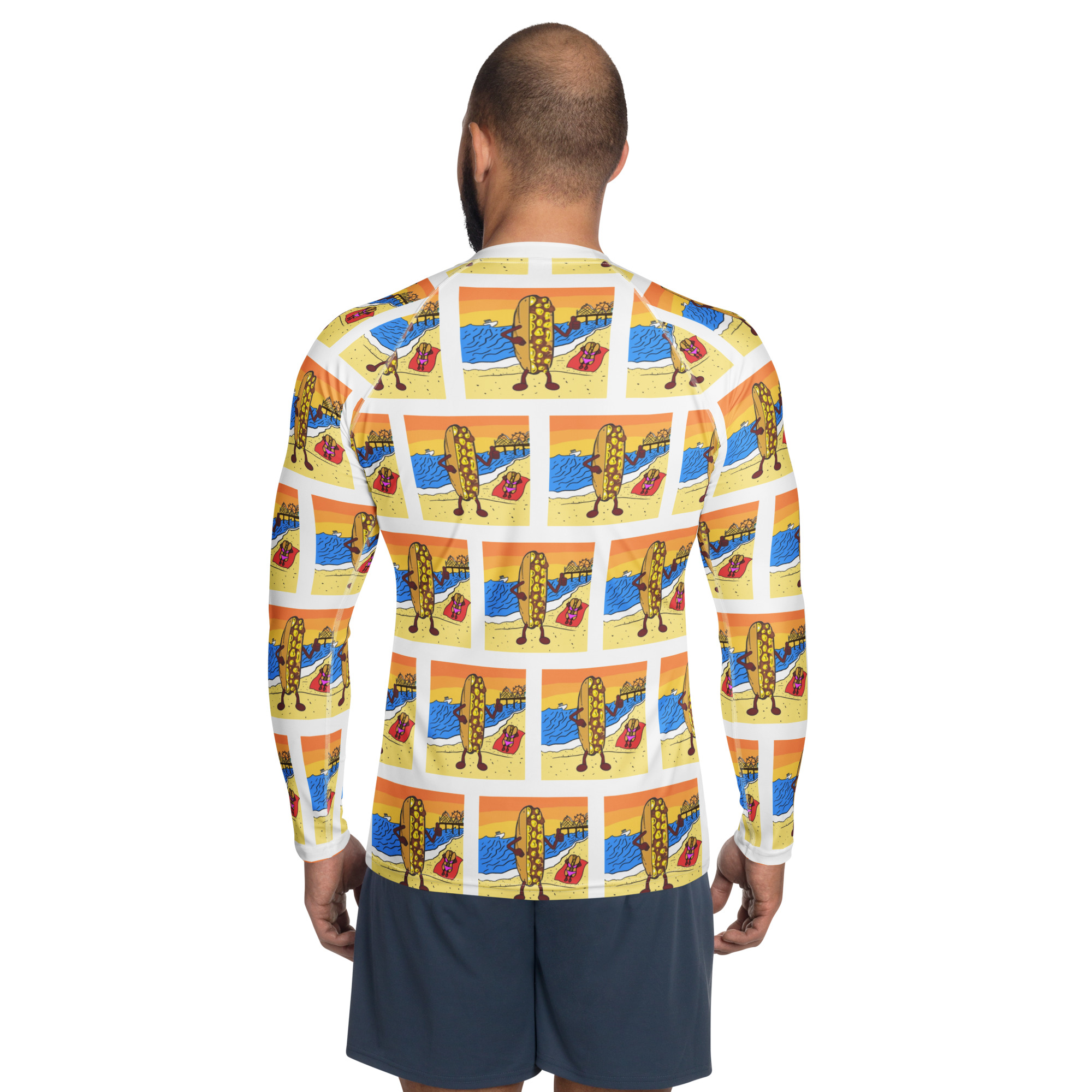 Men's Rash Guard - Cheesesteak Life - Cheesey Beach - Amigo Dan Collection - Image 2
