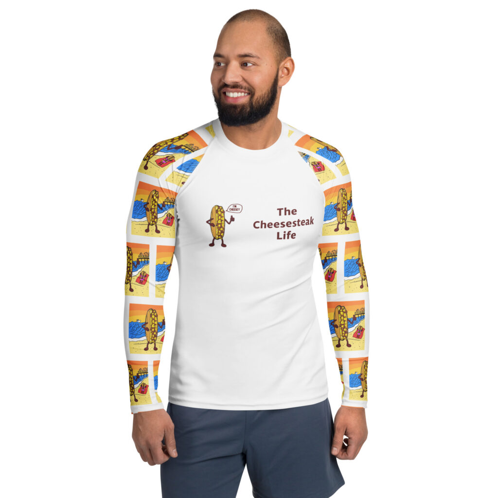 Men's Rash Guard - Cheesesteak Life - Cheesey Beach - Amigo Dan Collection
