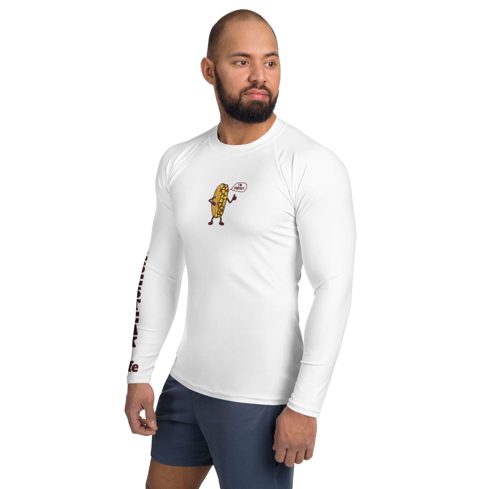 Men's Rash Guard - Cheesesteak Life - Mr. Cheesey - Amigo Dan Collection - Image 3