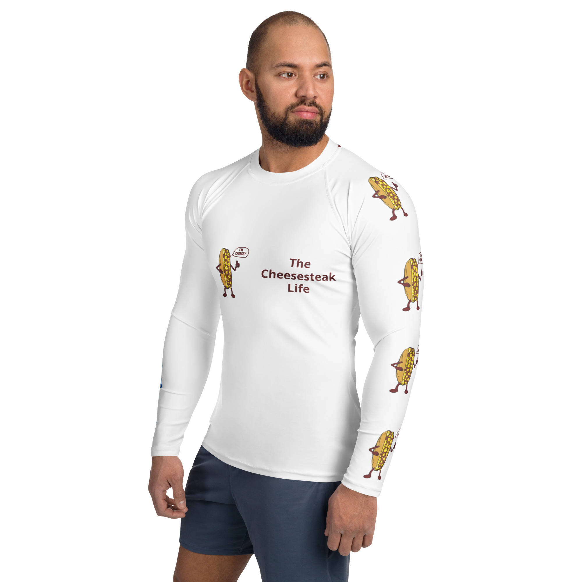 Men's Rash Guard - Cheesesteak Life - Cheesey Eagles Fan - Amigo Dan - Image 3